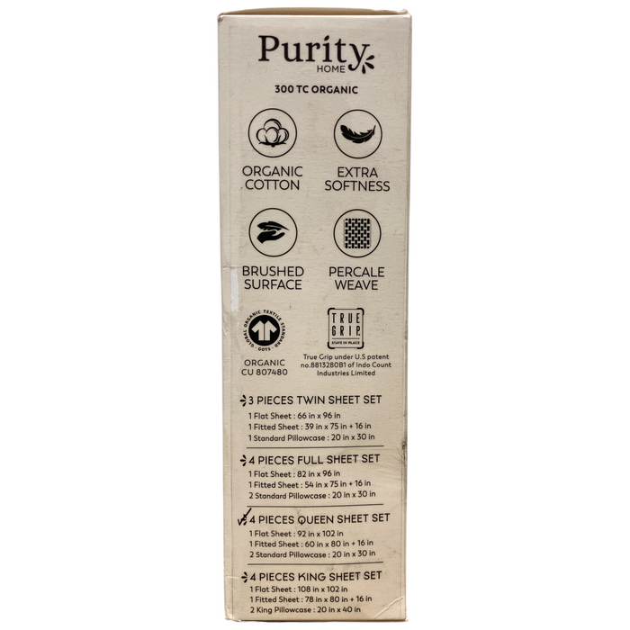 Purity Home Extra Soft 300 Thread Count Organic Cotton Sheet Set, Queen, White