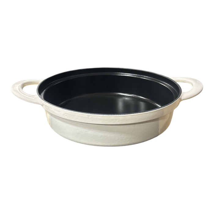 Tramontina 4 Piece Stackable Enamel Cast Iron Cookware Set, Latte/Gold
