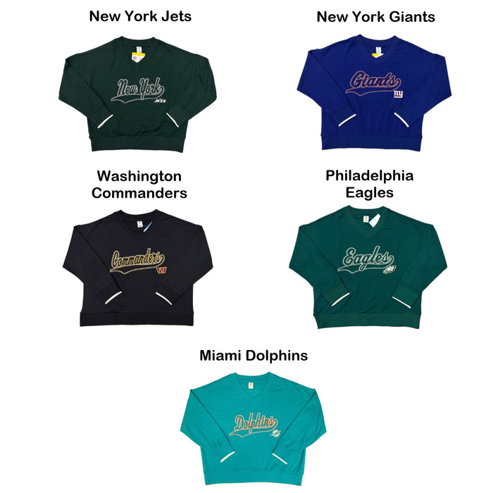 NFL Women's Relaxed Fit V-Neck Pullover Sweatshirt