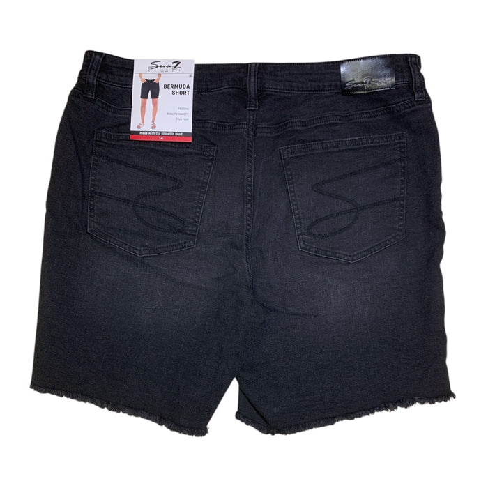 Seven7 Women's Relaxed Fit Mid Rise Stretch Denim Bermuda Short