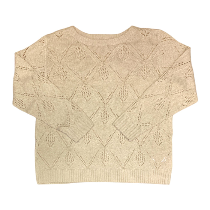Nine West Womens Pointelle Boatneck Sweater, Long Sleeve, Ribbed Cuffs and Hem