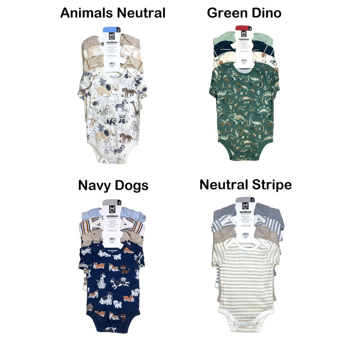 Member's Mark Baby Boys  Organic Cotton Bodysuits, 4 Pack, Long Sleeve