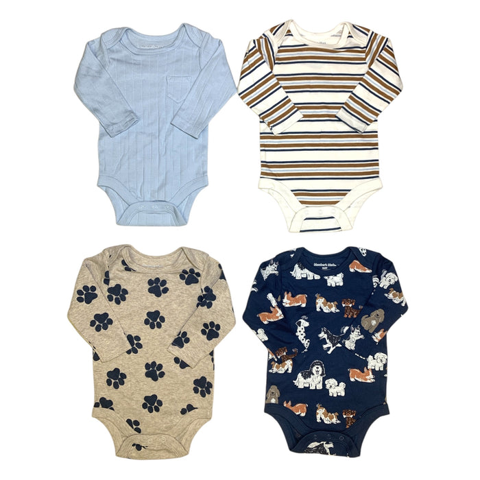 Member's Mark Baby Boys  Organic Cotton Bodysuits, 4 Pack, Long Sleeve
