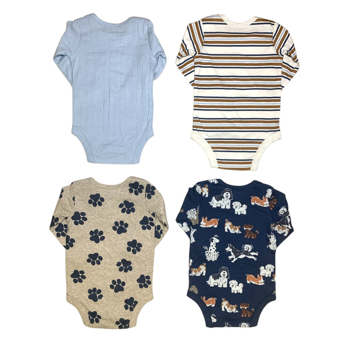 Member's Mark Baby Boys  Organic Cotton Bodysuits, 4 Pack, Long Sleeve
