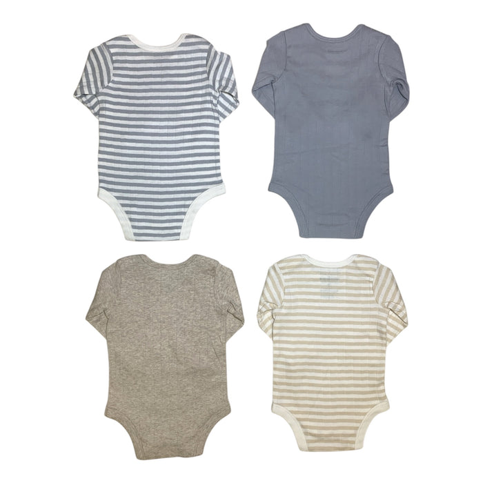 Member's Mark Baby Boys  Organic Cotton Bodysuits, 4 Pack, Long Sleeve