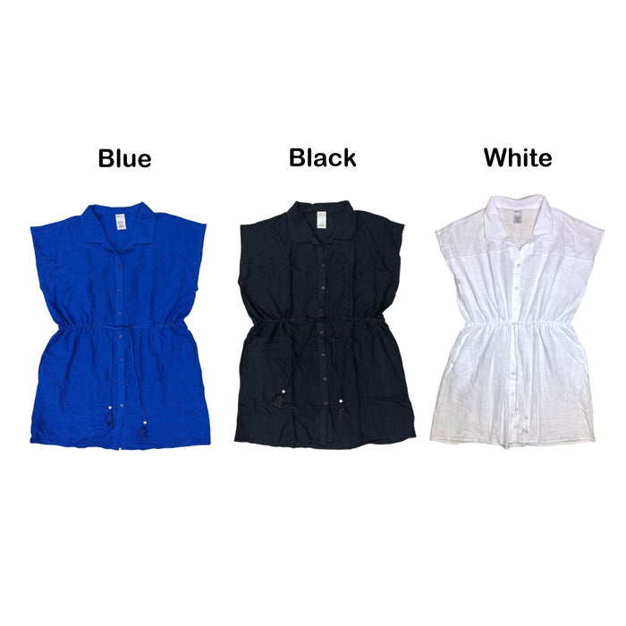 Anne Cole Women's Breathable 100% Cotton Gauze Shirt Dress Cover Up
