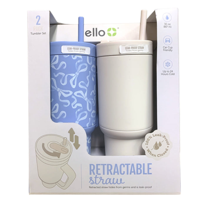 Ello Oasis Go 30oz Leak-Proof Stainless Steel Tumbler, 2 Pack