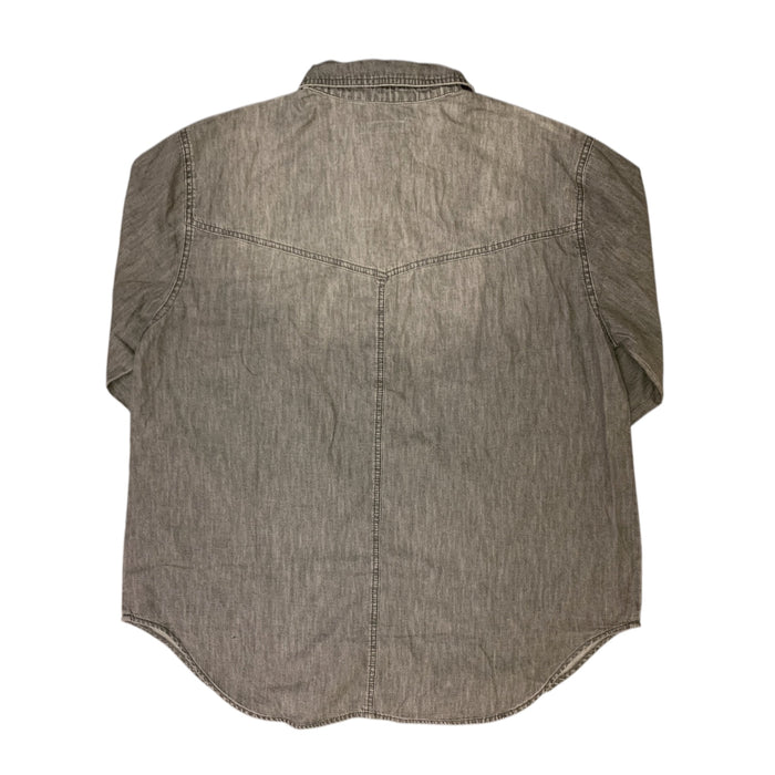 Nine West Women's Over Sized Long Sleeve Plus Denim Button Up Top