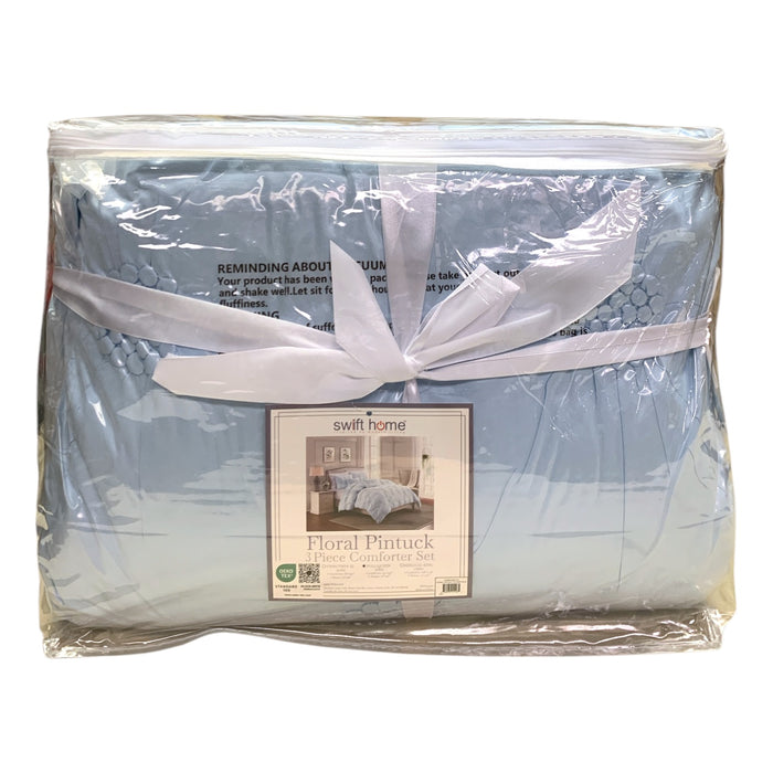 Swift Home Ultra Plush Floral Pintuck Comforter Set, 3pc, Full/Queen