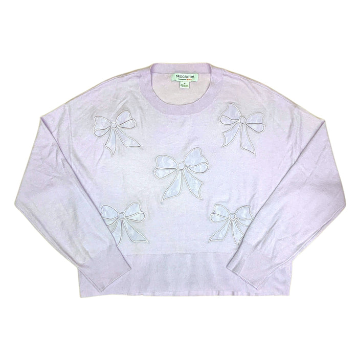Bridgerton Women's Lace Bow Lightweight Regular Fit Crew Neck Sweater