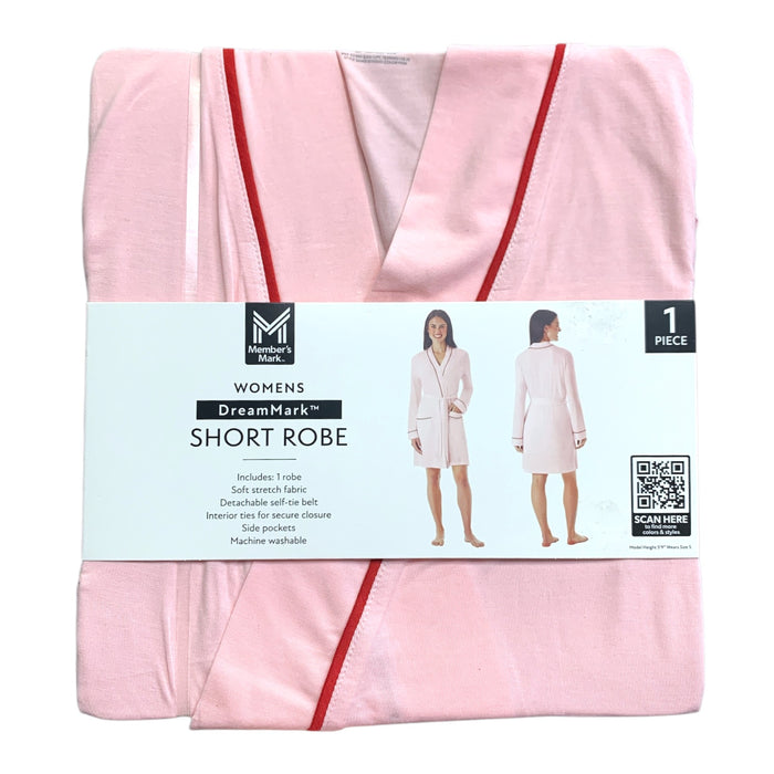 Member's Mark Womens Dream Mark Short Robe, Classic Cut with Self-Tie Belt