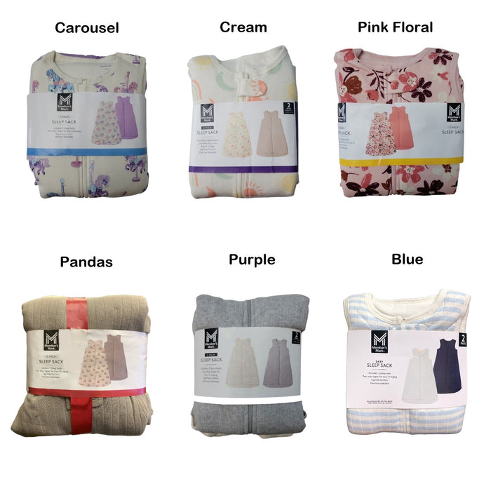 Member's Mark Girls Inverted Zipper Sleeveless 2-Pack Sleep Sack