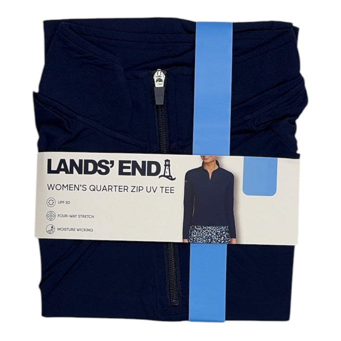 Lands' End Women's Relaxed Fit Lightweight 4-Way Stretch Quarter Zip Rashguard