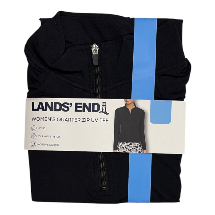Lands' End Women's Relaxed Fit Lightweight 4-Way Stretch Quarter Zip Rashguard