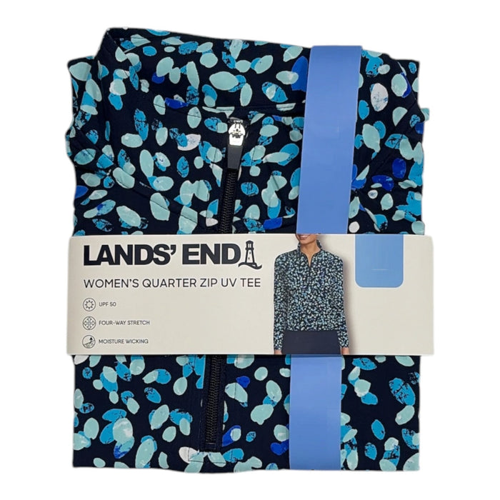 Lands' End Women's Relaxed Fit Lightweight 4-Way Stretch Quarter Zip Rashguard