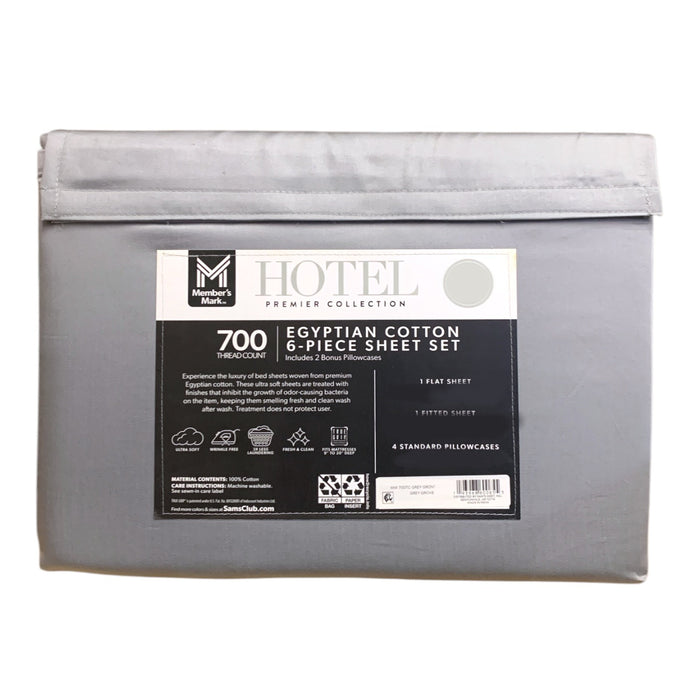 Member's Mark Hotel Egyptian Cotton 6-Piece Solid Sheet Set, 700 Thread Ct