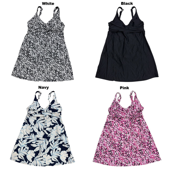 Lands' End Women's Mid-Weight V-Neck UPF 50+ Swim Dress