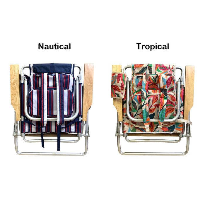 Member's Mark Beach Chair with Beech Wood Armrests, 5 Positions with Back Straps