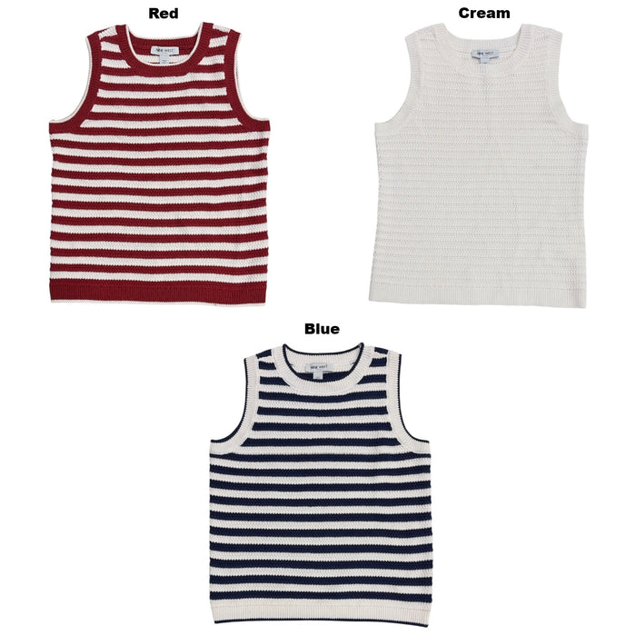 Nine West Women's Regular Fit Lightweight Crochet Tank Top