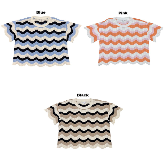 Edited by Hunter McGrady Women's Lightweight Scalloped Hem & Cuffs Crochet Top
