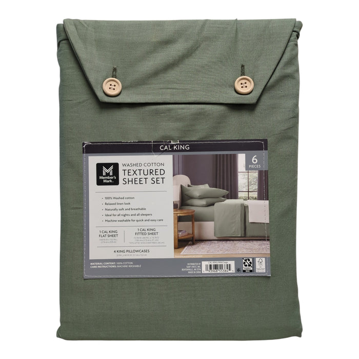 Member's Mark Washed Cotton Textured Sheet Set, California King