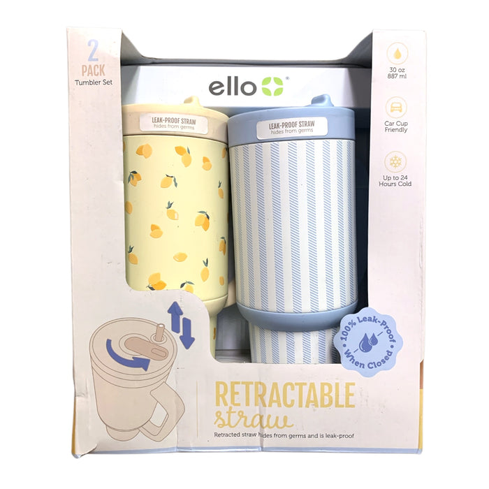 Ello Oasis Go 30oz Leak-Proof Stainless Steel Tumbler, 2 Pack