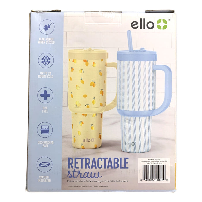Ello Oasis Go 30oz Leak-Proof Stainless Steel Tumbler, 2 Pack