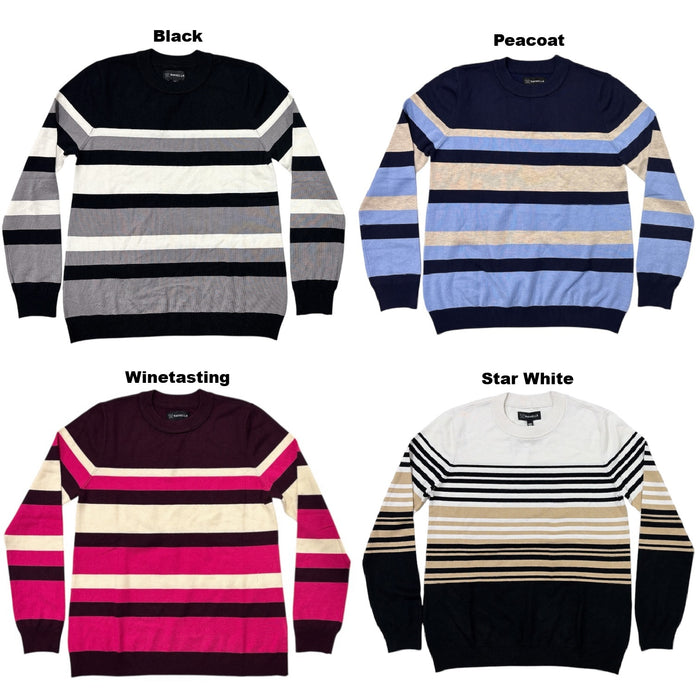 Rafaella Women's Long Sleeve Crew Neck Classic Fit Striped Top