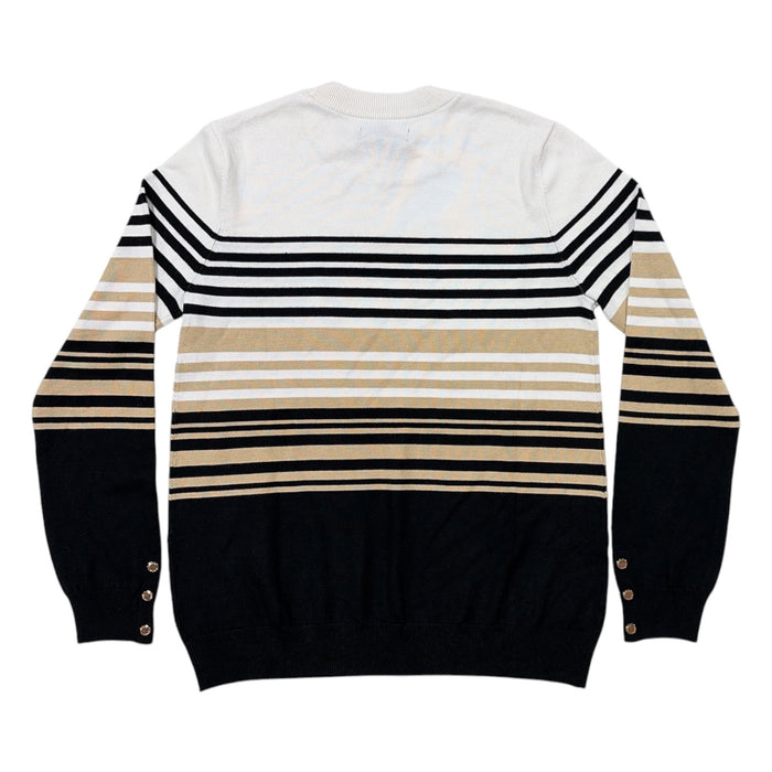 Rafaella Women's Long Sleeve Crew Neck Classic Fit Striped Top