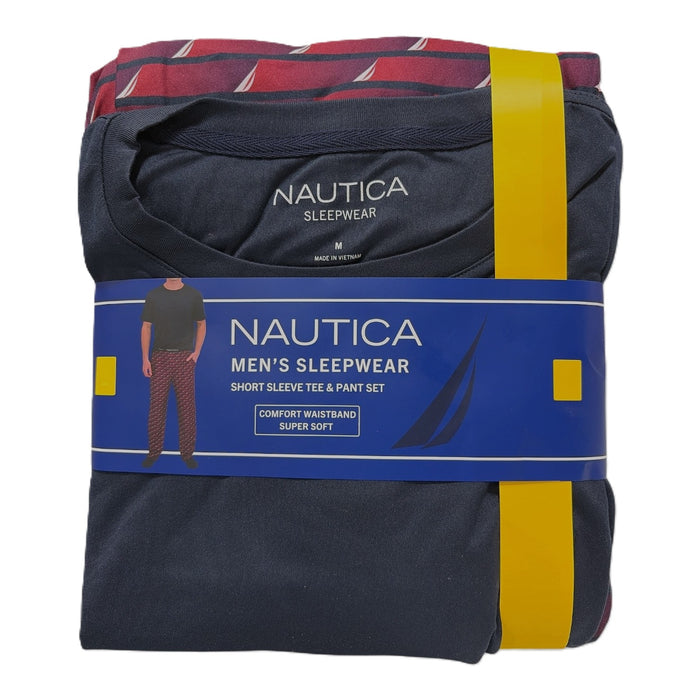 Nautica Men's Comfortable Classic Fit  Stretch Knit 2-Piece Pajama Set