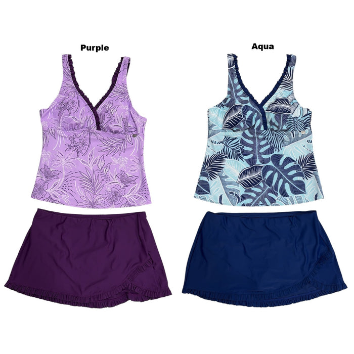 ZeroXposur Women’s Lightweight 2 Piece Ruffle Tankini Set
