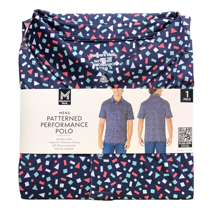 Member's Mark Mens Patterned Performance Polo, Classic Fit, Moisture-Wicking