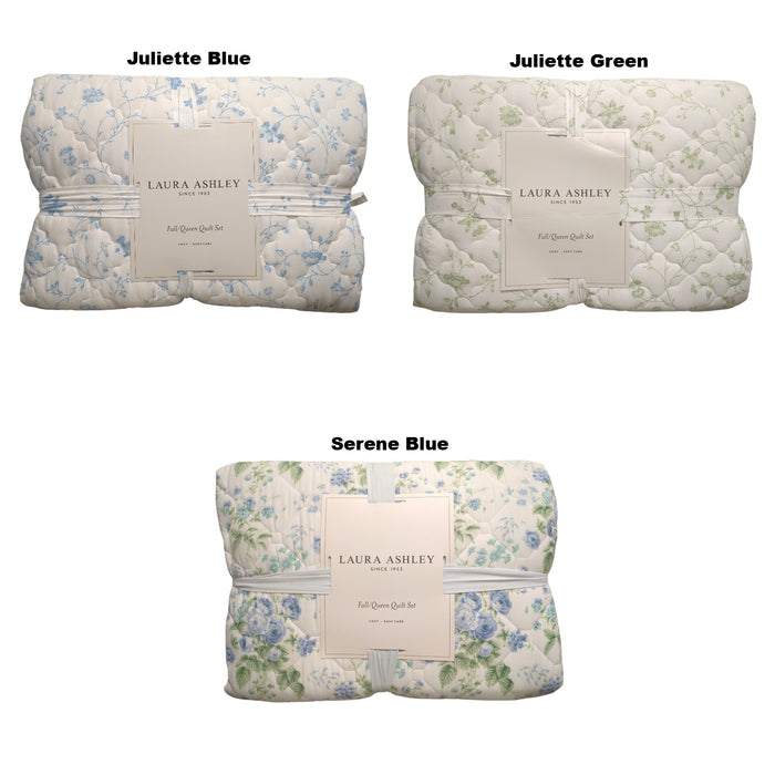 Laura Ashley 3-Piece Reversible Soft Quilt Set, Full/Queen
