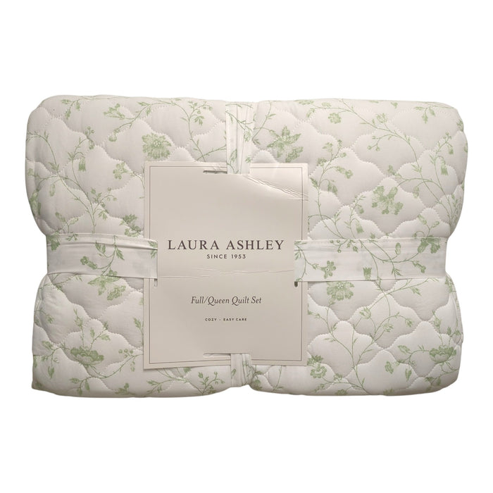 Laura Ashley 3-Piece Reversible Soft Quilt Set, Full/Queen
