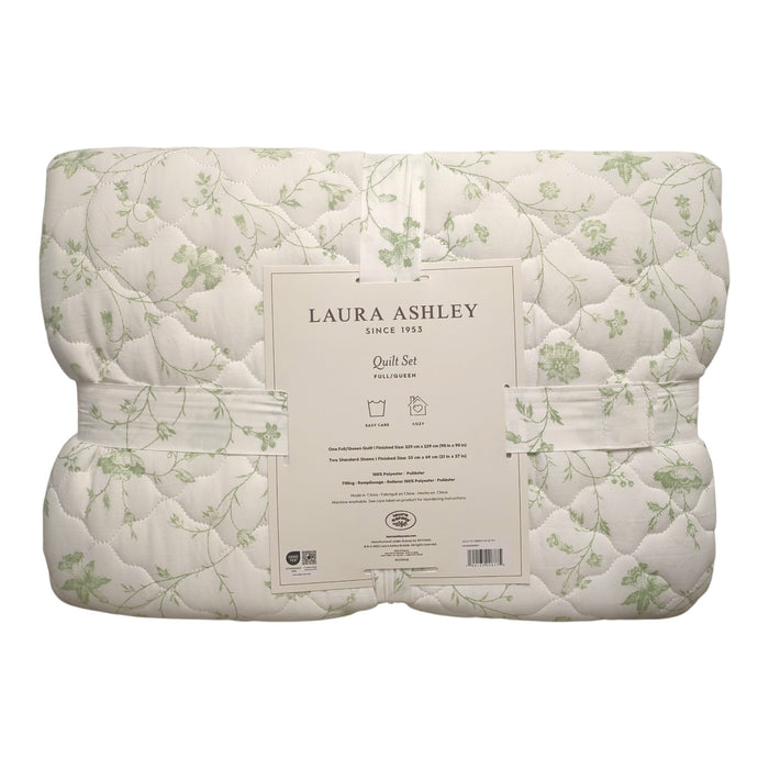 Laura Ashley 3-Piece Reversible Soft Quilt Set, Full/Queen