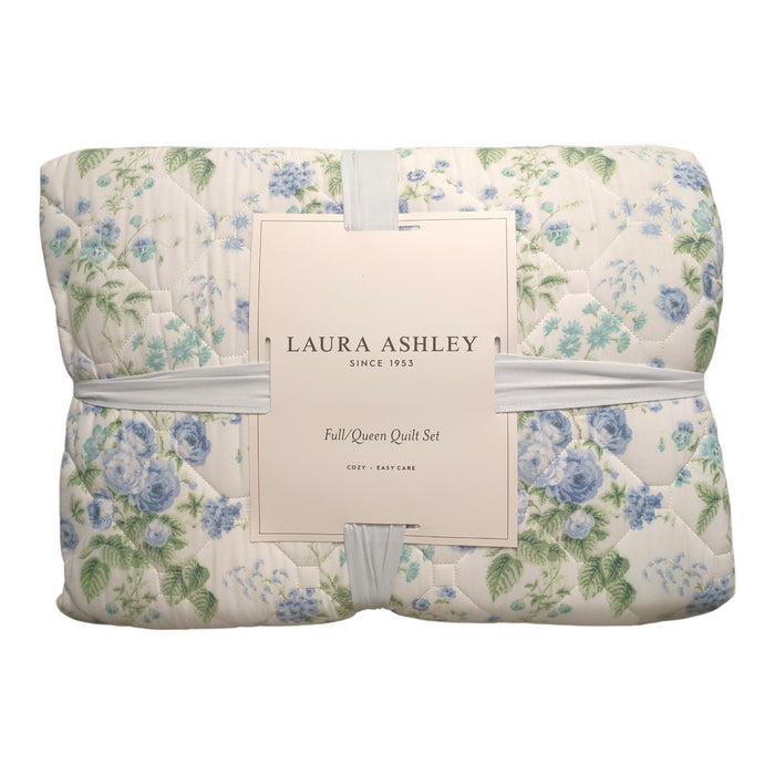 Laura Ashley 3-Piece Reversible Soft Quilt Set, Full/Queen
