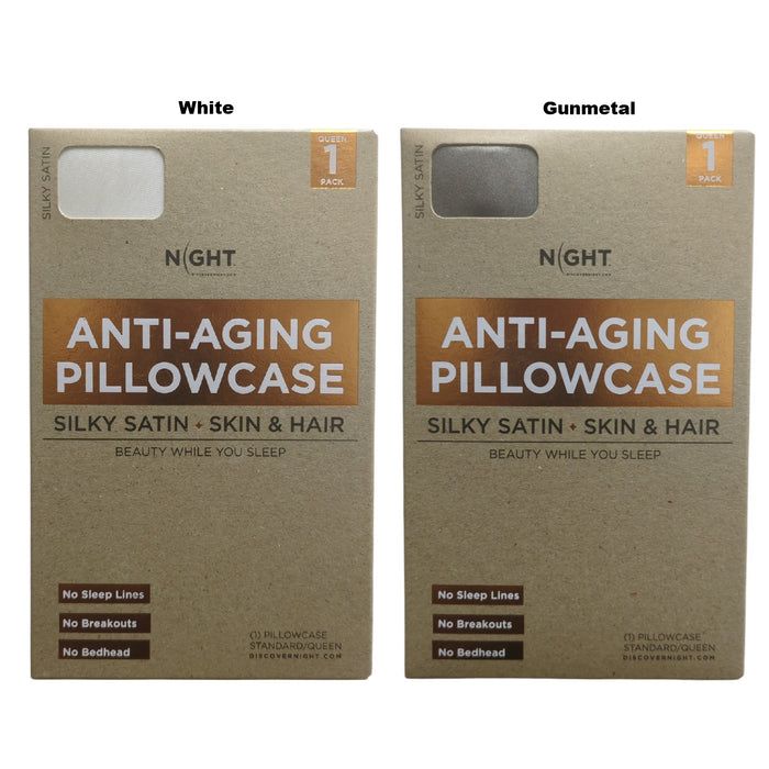 NIGHT Silk Care Anti-Aging Silky Satin Pillowcase, Standard/Queen