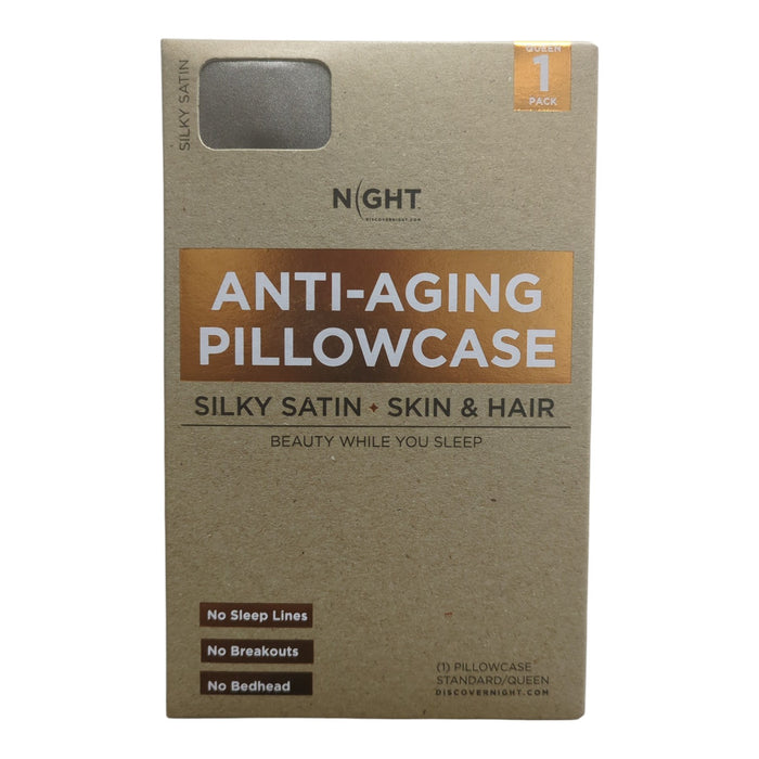 NIGHT Silk Care Anti-Aging Silky Satin Pillowcase, Standard/Queen