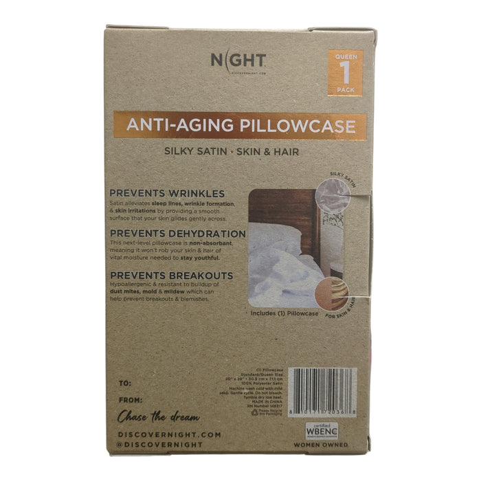 NIGHT Silk Care Anti-Aging Silky Satin Pillowcase, Standard/Queen