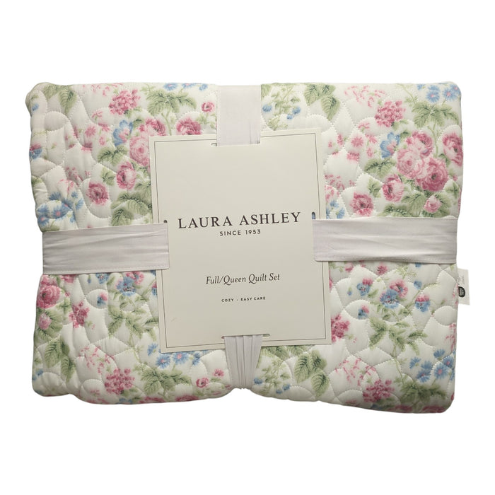 Laura Ashley 3-Piece Reversible Soft Quilt Set, Full/Queen