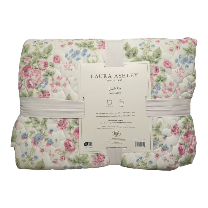 Laura Ashley 3-Piece Reversible Soft Quilt Set, Full/Queen