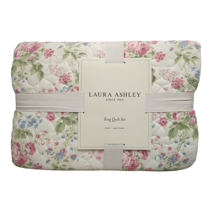 Laura Ashley 3-Piece Reversible Soft Quilt Set, King