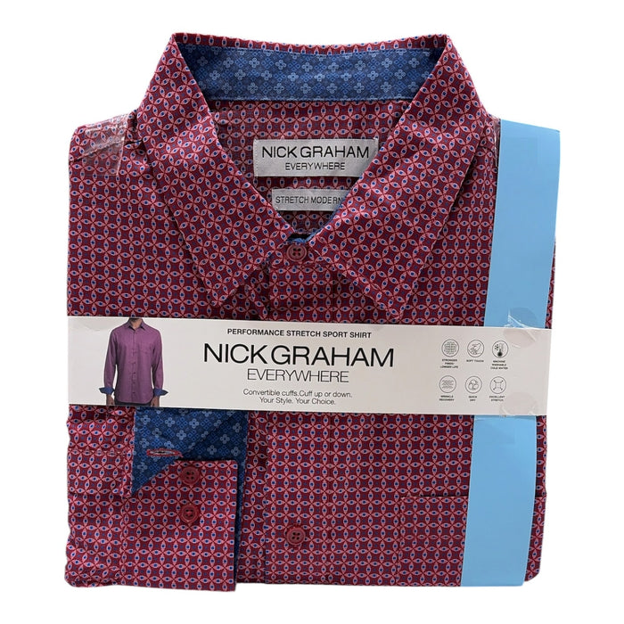 Nick Graham Men's Printed Long Sleeve Woven Shirt