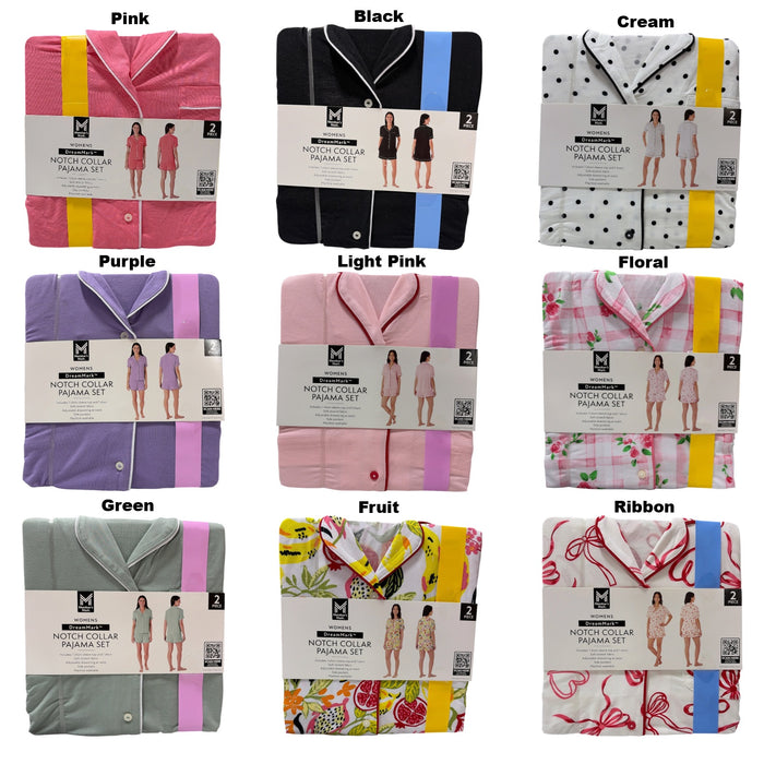 Member's Mark Women's 2-Piece Short Sleeve Notch Collar & Shorts Pajama Set