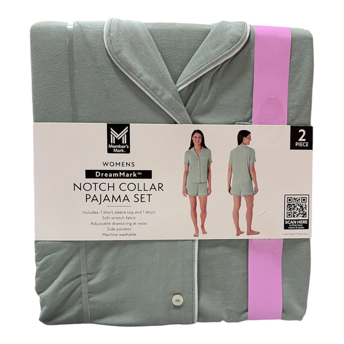 Member's Mark Women's 2-Piece Short Sleeve Notch Collar & Shorts Pajama Set