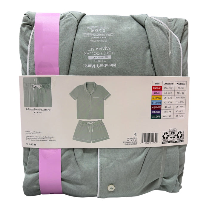 Member's Mark Women's 2-Piece Short Sleeve Notch Collar & Shorts Pajama Set