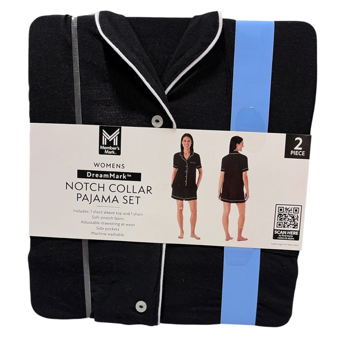 Member's Mark Women's 2-Piece Short Sleeve Notch Collar & Shorts Pajama Set