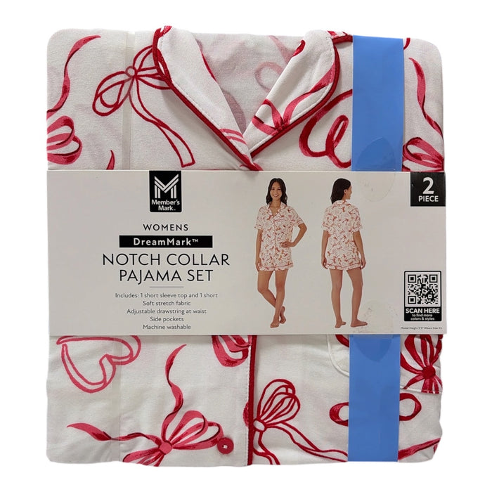 Member's Mark Women's 2-Piece Short Sleeve Notch Collar & Shorts Pajama Set