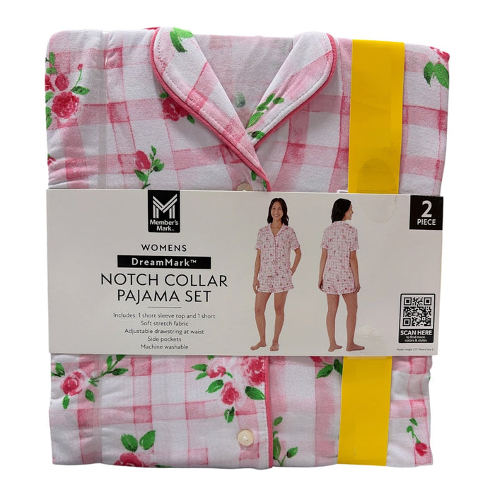 Member's Mark Women's 2-Piece Short Sleeve Notch Collar & Shorts Pajama Set