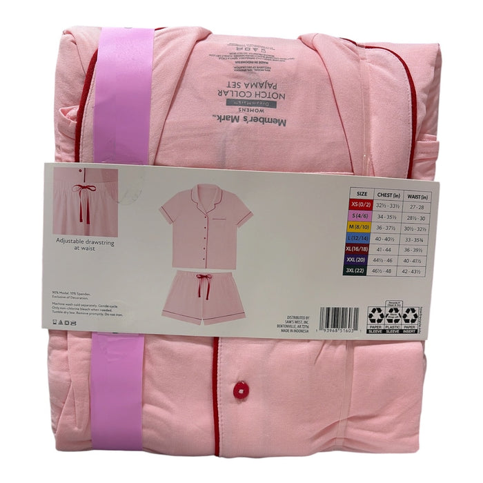 Member's Mark Women's 2-Piece Short Sleeve Notch Collar & Shorts Pajama Set
